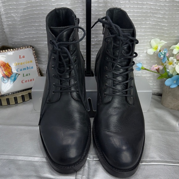 (B2)Mark Nason Los Angeles
Black Leather Lace-Up Boots with Side Zip -Men's 10.5 - Picture 3 of 12